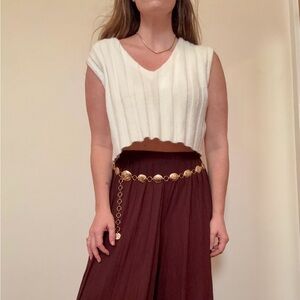 White Cropped Sweater Vest